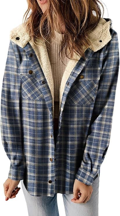 Grace - Warm Wool Jacket with Hood and Checkered Pattern for Women