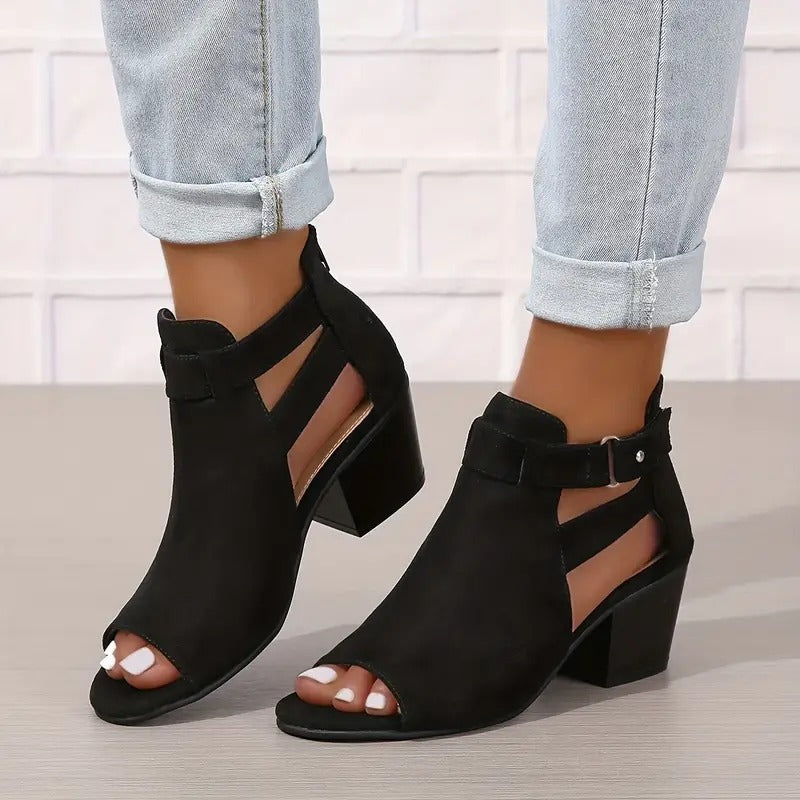 Charlotte - Stylish Solid-Tone Sandals with Chunky Heel for Women