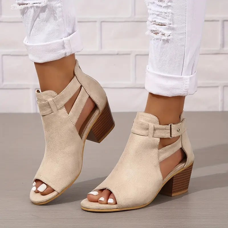 Charlotte - Stylish Solid-Tone Sandals with Chunky Heel for Women